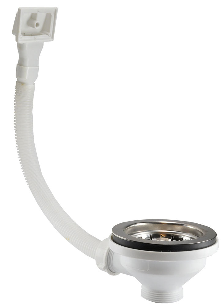 Korfplug met rooster en overloop 90mm x 6/4 inch RVS