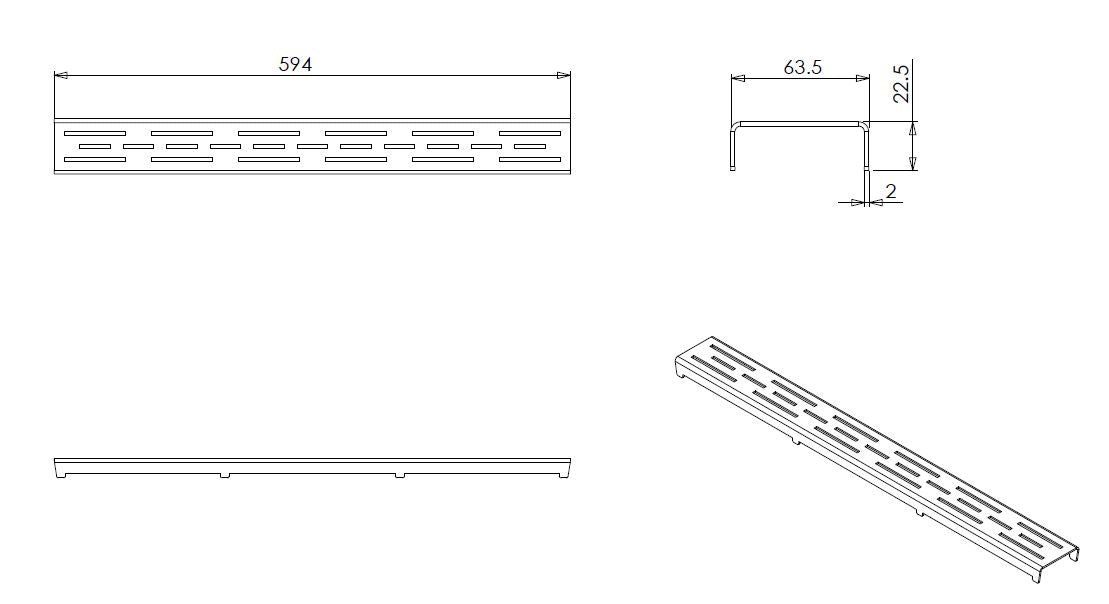 Wiesbaden Loose standard grid for 3rd generation shower drain 60cm