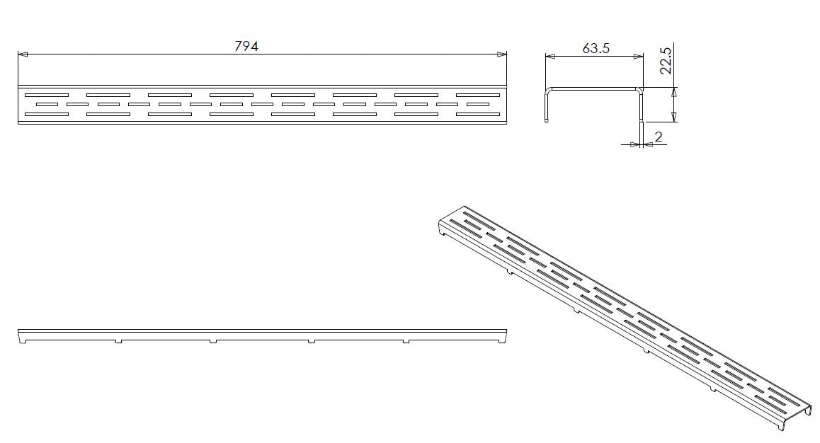 Wiesbaden Loose standard grid for 3rd generation shower drain 80cm
