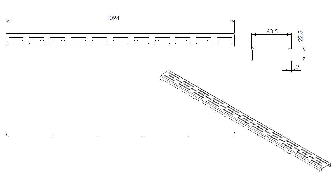 Wiesbaden Loose standard grid for 3rd generation shower drain 110cm