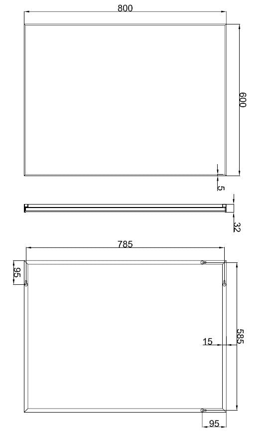 Serra spiegel 80x60x2,1cm rechthoek met lijst aluminium - WDtegels