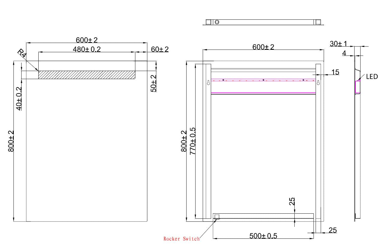 Wiesbaden Tigris spiegel met led verlichting 60x80cm - WDtegels
