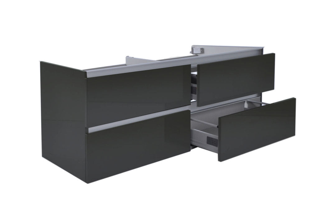 Vision onderkast met 4 laden 2 uitsparingen 120 x 46 cm hoogglans grijs - WDtegels