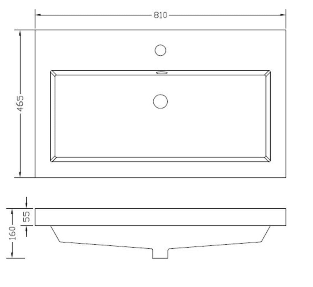 Lijntekening Vision meubelwastafel 80 x 46 x 5,5 cm kunstmarmer glans wit