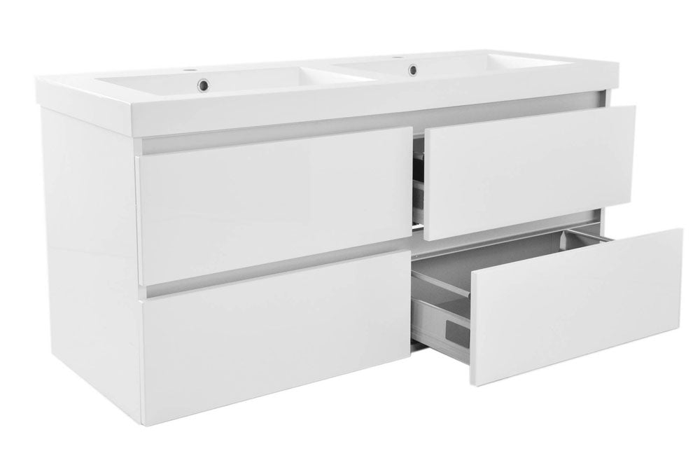 Vision dubbele kunstmarmer wastafel 120x46 wit - WDtegels