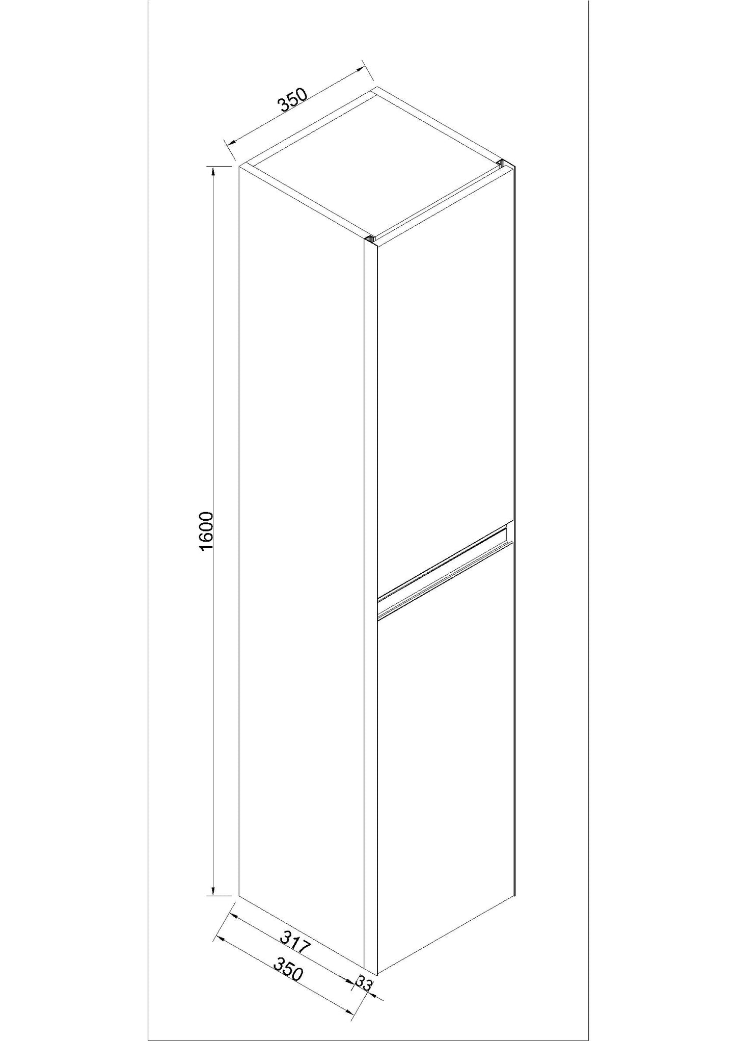 Lotus kolomkast met 2 deuren 35 cm naturel eik/mat zwart - WDtegels