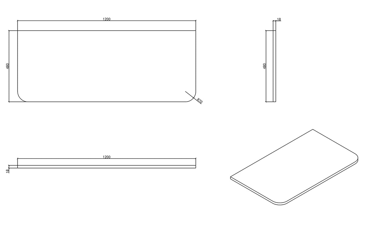 Maattekening Novira topblad 120x48cm mat zand