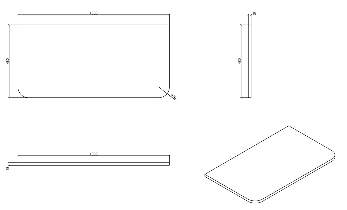 Maattekening Sulora topblad 100x48cm walnoot