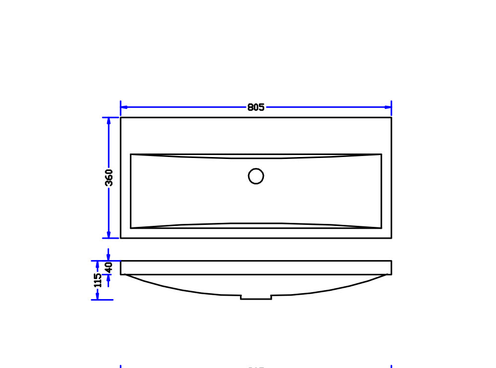 Lijntekening Flag meubelwastafel 80 x 36 x 4 cm kunstmarmer glans wit