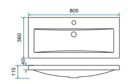 Lijntekening Flag meubelwastafel 80 x 36 x 4 cm kunstmarmer glans wit