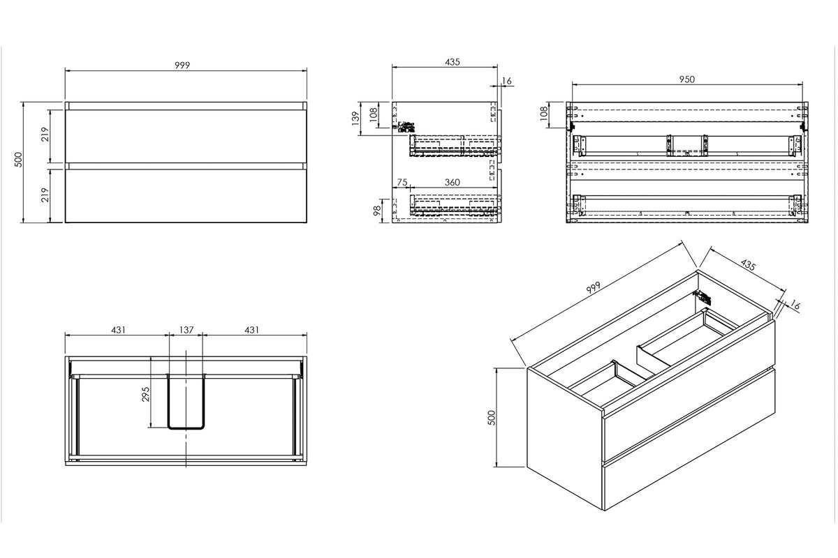 Maattekening Alvara onderkast 100x46cm grijs eiken