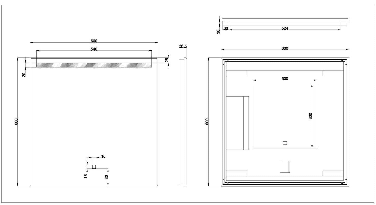 Ambi one spiegel 60 x 60 cm vierkant met LED, dimbaar en spiegelverwarming - WDtegels