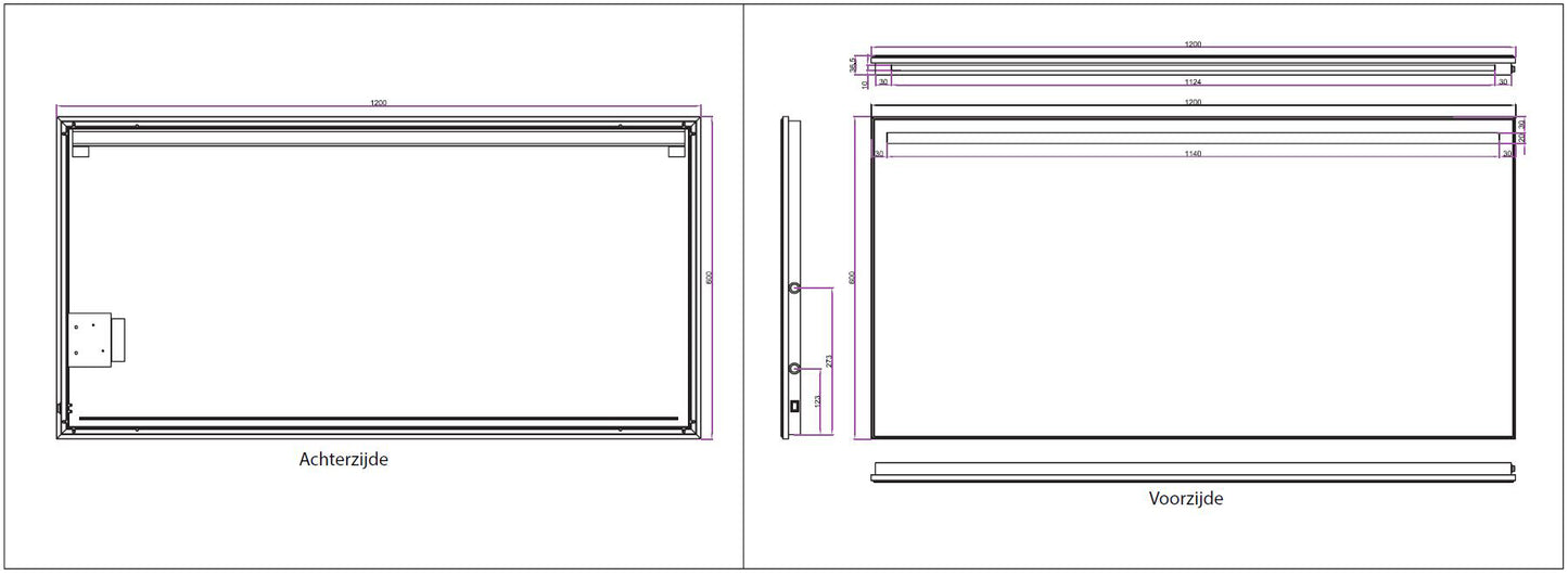 Wiesbaden Ambi One dimbare Led condensvrije spiegel 120x60cm