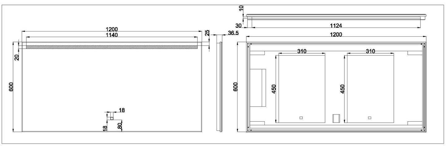 Ambi one spiegel 120 x 60 cm rechthoek met LED, dimbaar en spiegelverwarming - WDtegels