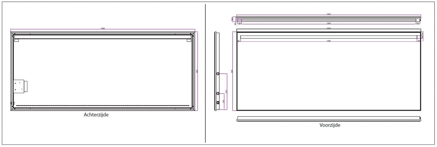 Wiesbaden Ambi One dimbare Led condensvrije spiegel 140x60cm
