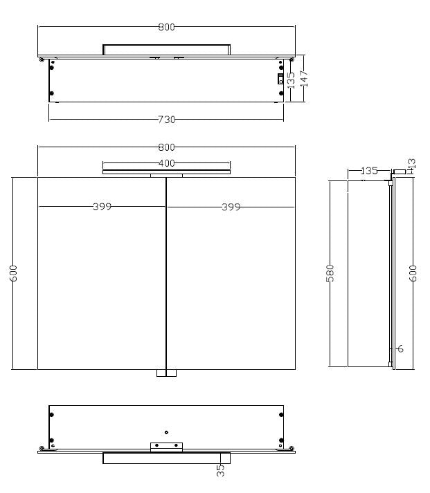Bright spiegelkast 80 x 60 x 14cm met LED - WDtegels
