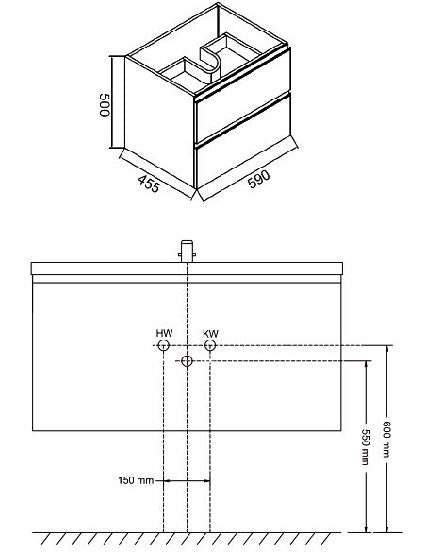 Wiesbaden Tigris onderkast 60 x 46 cm wit
