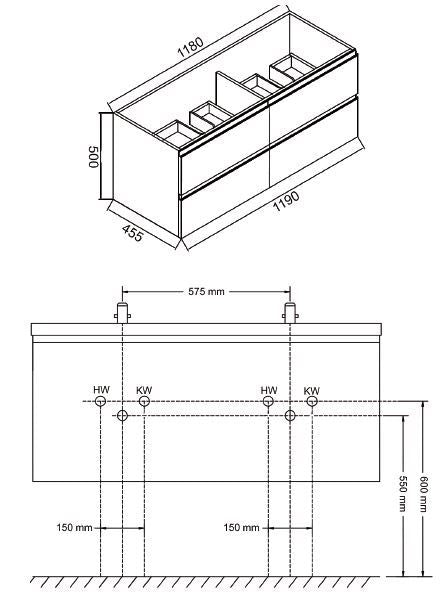 Wiesbaden Tigris onderkast 120 x 46 cm wit