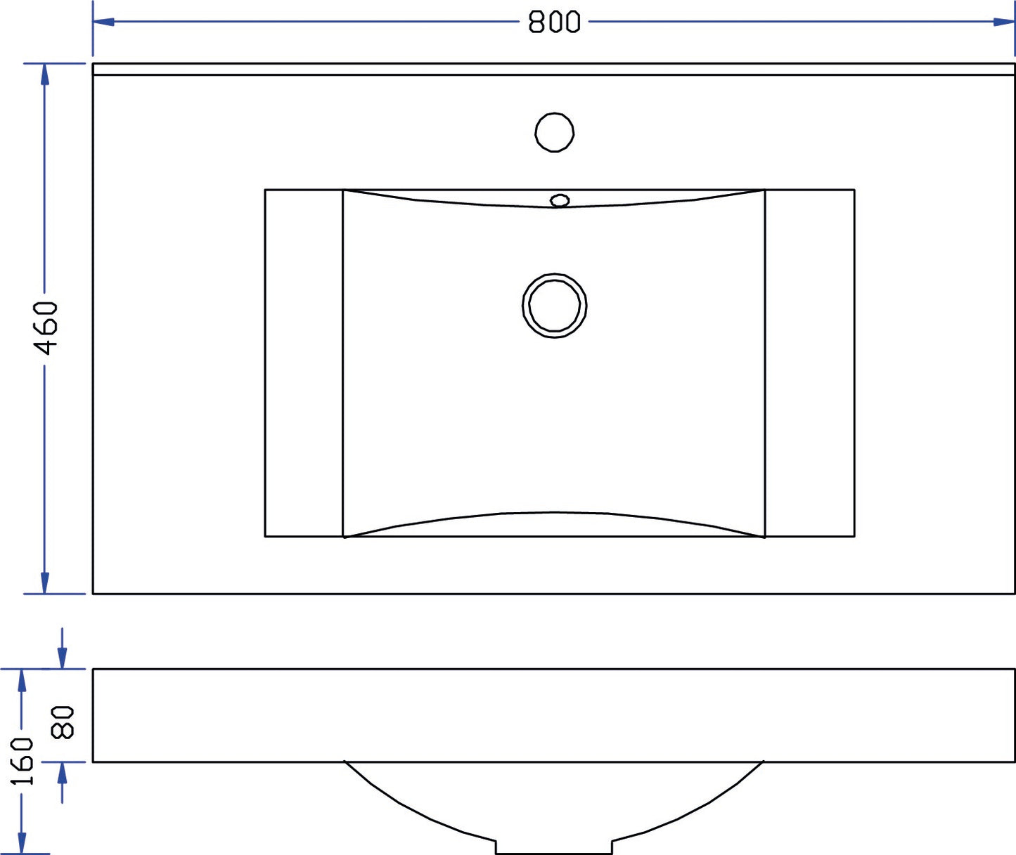 Wiesbaden Tigris losse kunstmarmer wastafel 80x46 wit