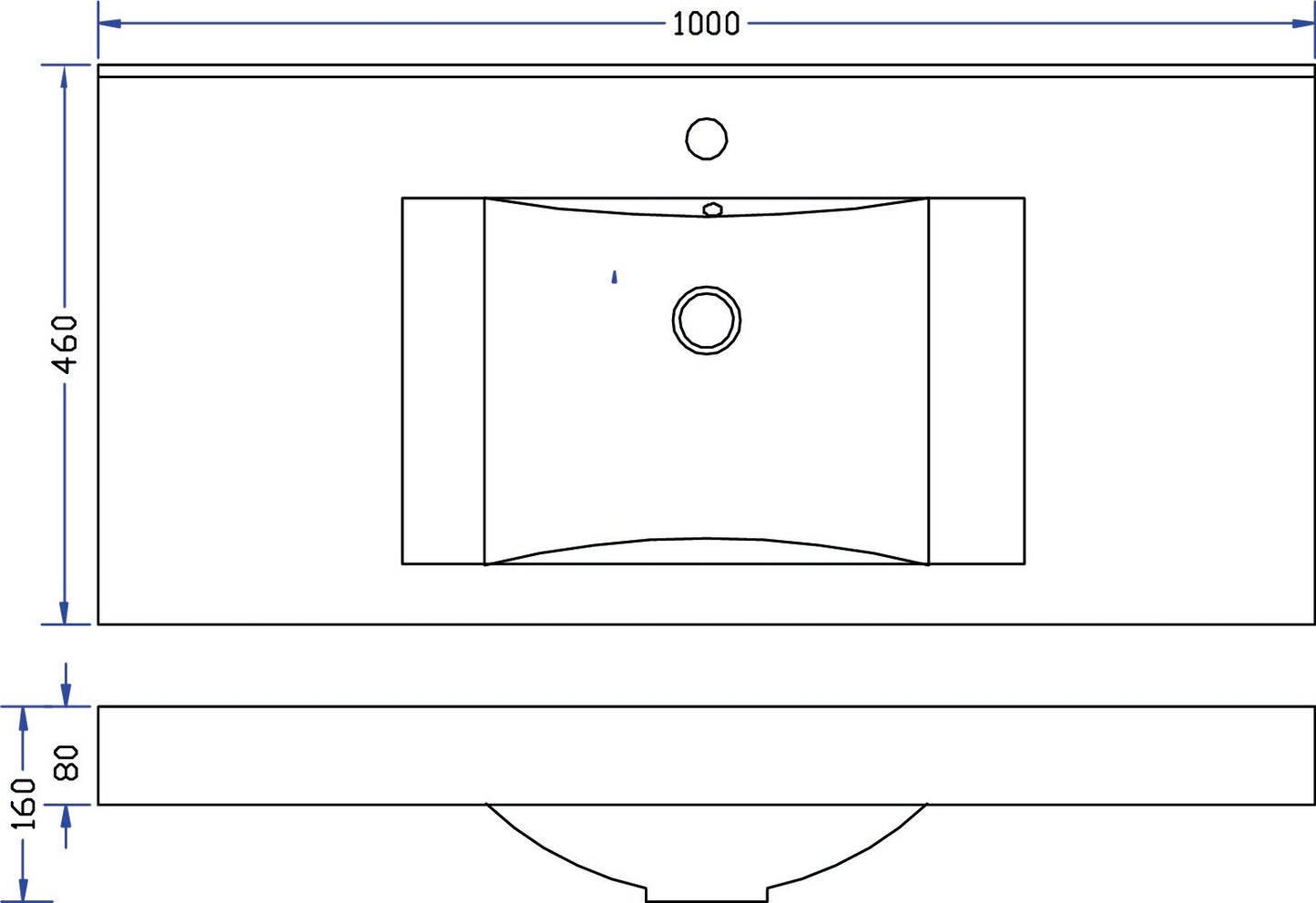 Wiesbaden Tigris losse kunstmarmer wastafel 100x46 wit