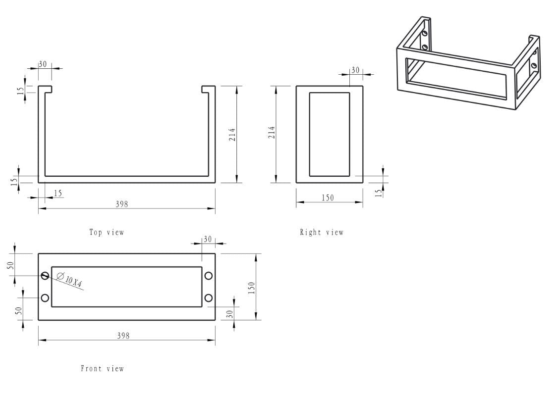 Frame voor fontein | 40x15x22cm | RVS