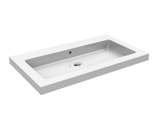 Kera wastafel enkel zonder kraangat 60x46x5 cm keramiek glans wit - WDtegels