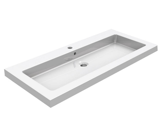 Kera wastafel enkel met 1 kraangat 100x46x5 cm keramiek glans wit - WDtegels