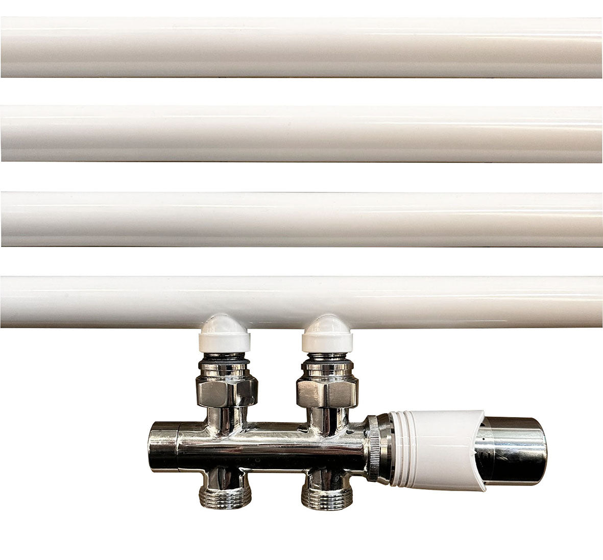 Onderblok set recht compleet 16 x 2,0 en 15mm knel chroom/wit