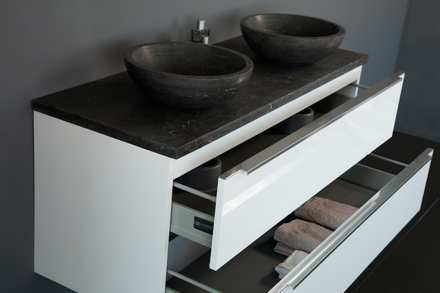 Badmeubel Senza Dynasty met 2 ronde kommen 120 Hoogglans Wit