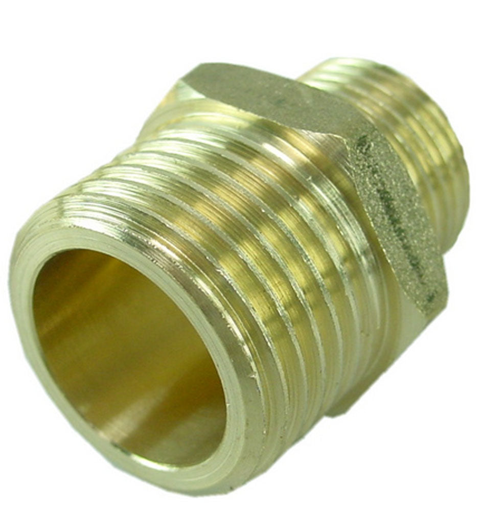 Draadfitting verloopnippel messing 1/4 inch bu x 1/8 inch bu