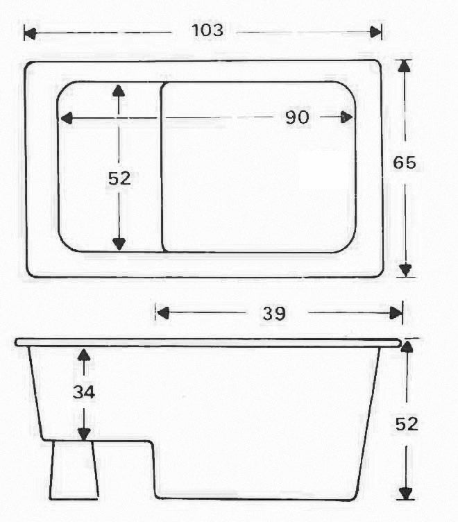 Bañera Marinella de asiento 103x65x52 blanca