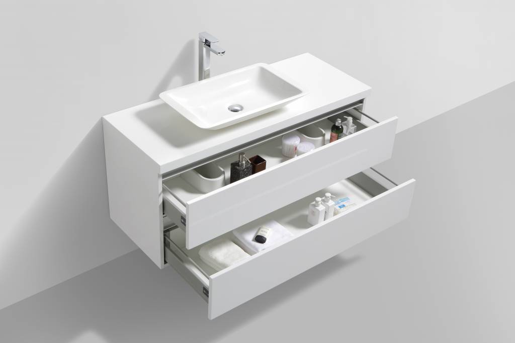 Badmeubel Trend met Flat kunstmarmer top 120 Hoogglans Wit