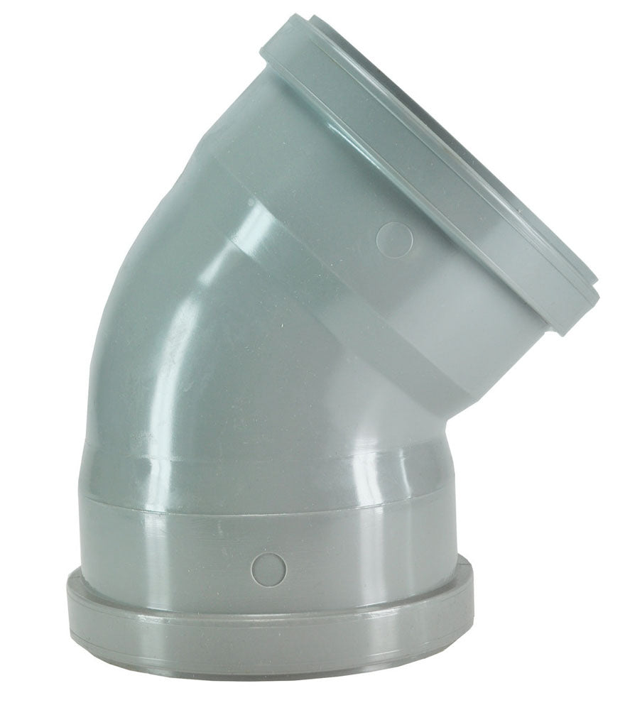 Afvoerbocht dubbele manchet 110mm 45 graden PVC