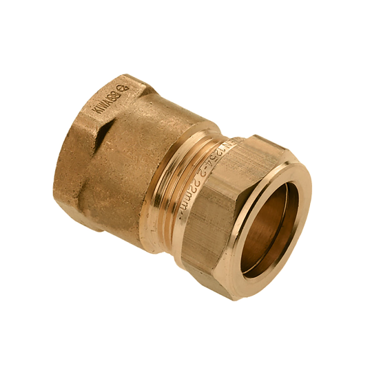 Schroefbus messing KIWA Gastec 3/8 inch bi x 12mm knel