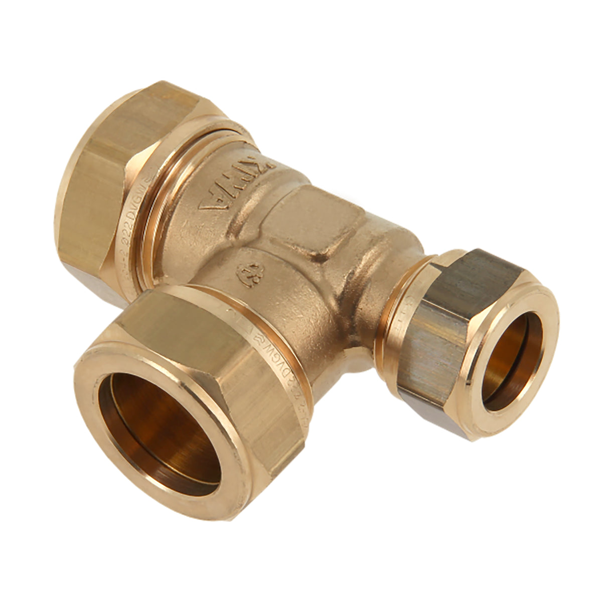 T-koppeling messing KIWA Gastec 15mm x 15mm x 12mm knel