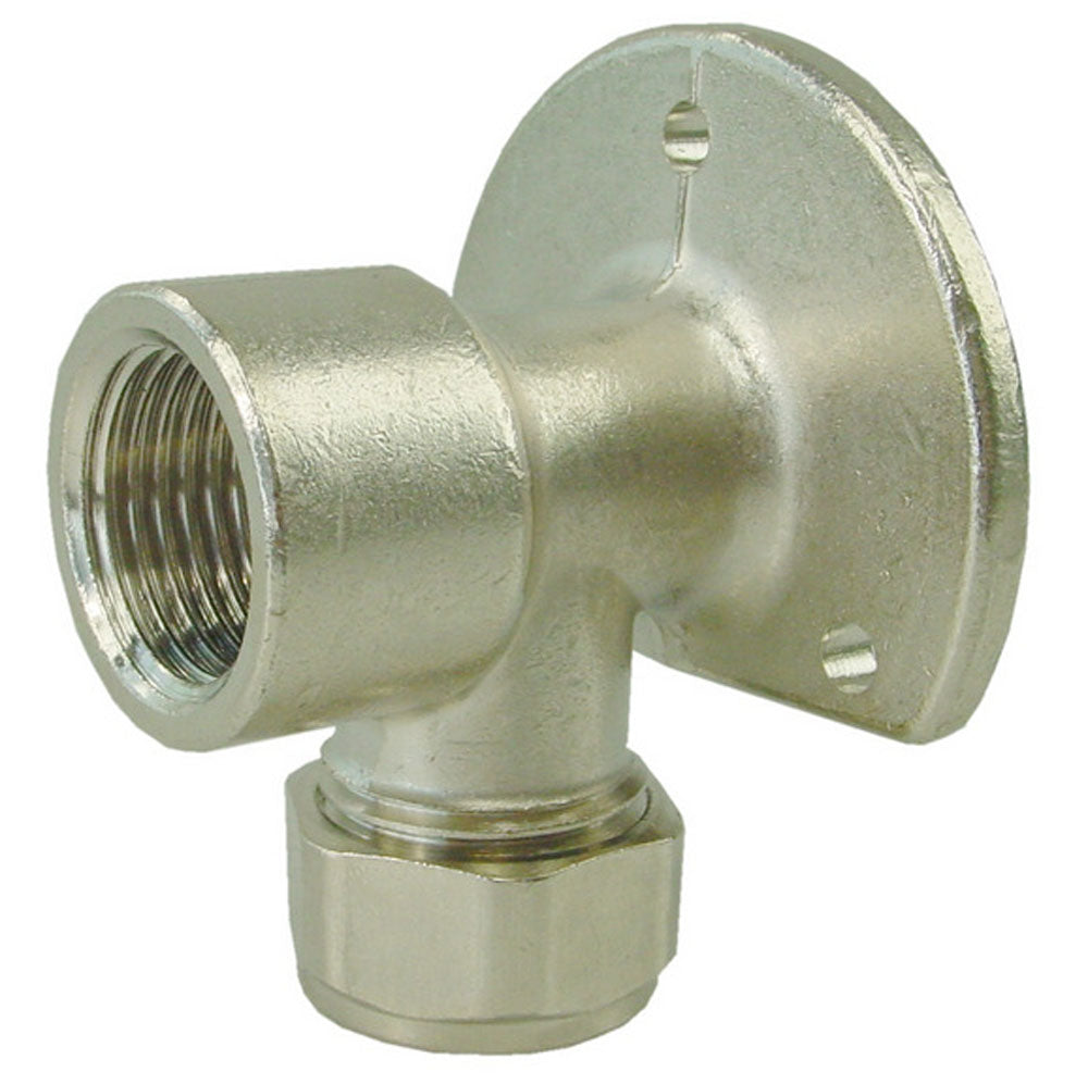 Muurplaat KIWA Gastec 1/2 inch bi x 15mm knel vernikkeld