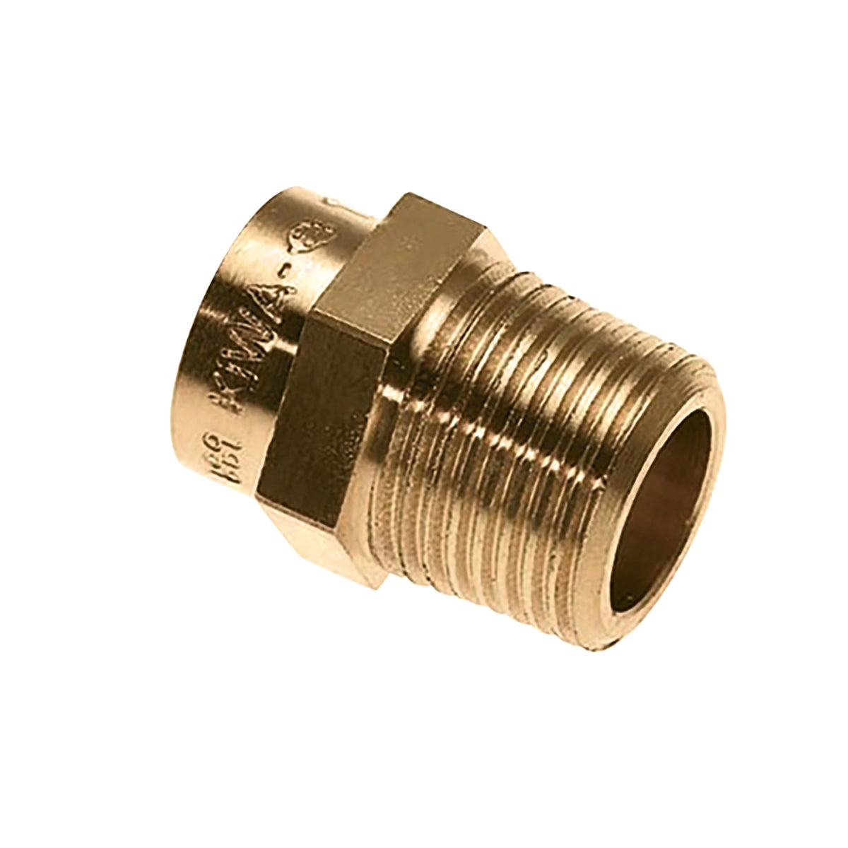 Soldeerfitting puntstuk messing KIWA Gastec 1/2 inch bu x 15mm cap