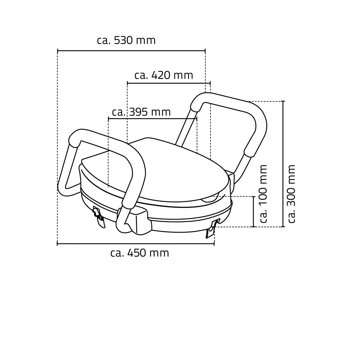 Elevador de asiento de inodoro Ridder Sam con reposabrazos blanco