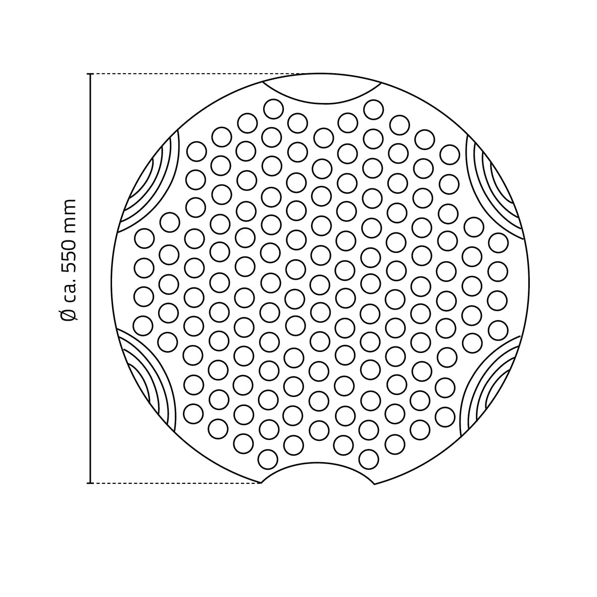 Lijntekening Ridder Tecnoplus antislipmat douche rond Ø55cm grijs