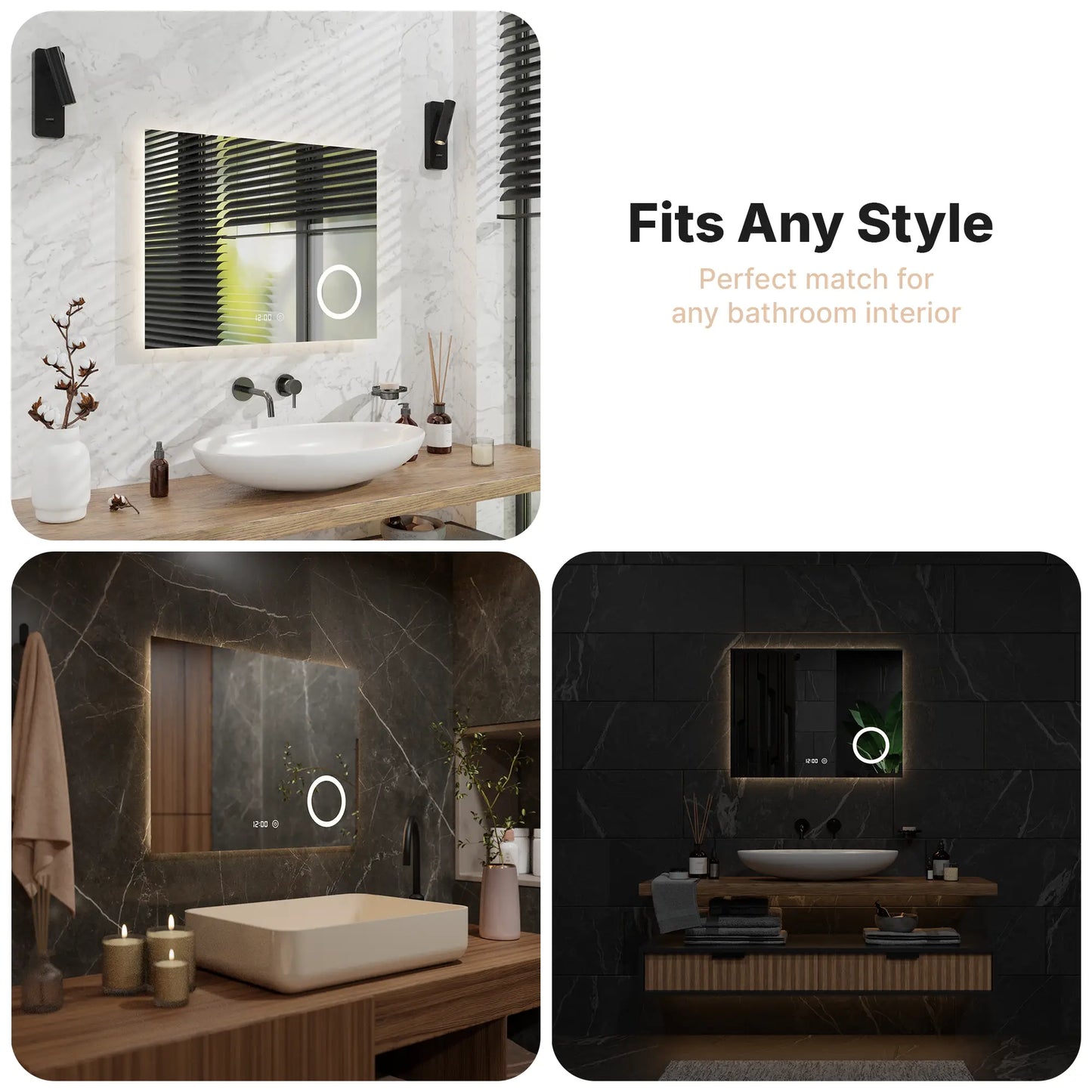 Badkamerspiegel - 80x60cm - Rechthoekig - Frameloos