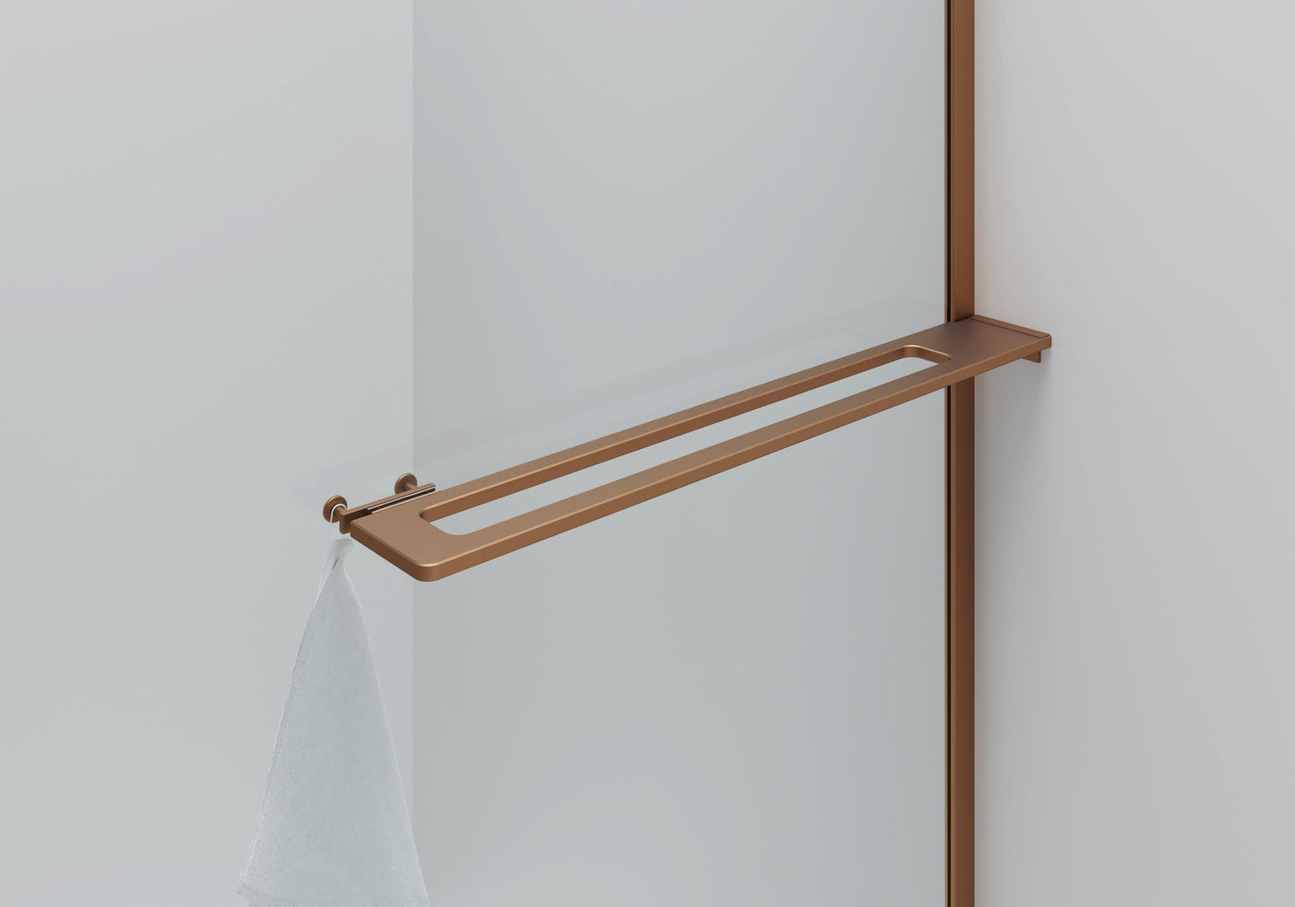 Curvy Inloopdouche | 100x200cm | Handdoekhouder | Geborsteld Koper | Gebogen Helder Glas - WDtegels