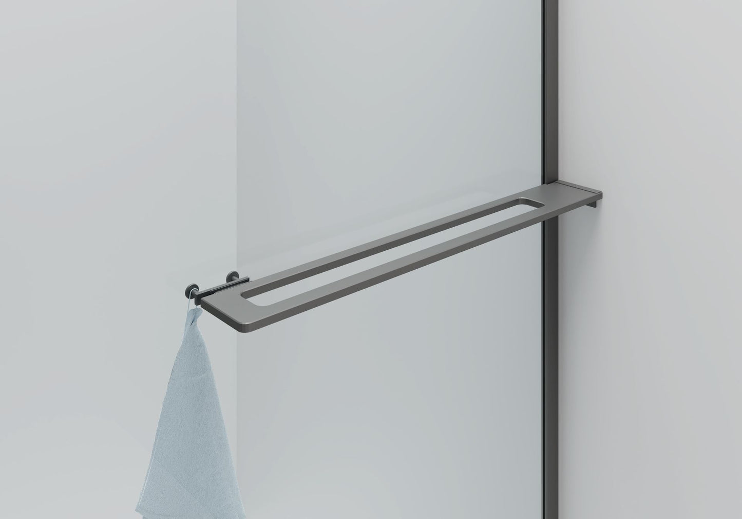 Curvy Inloopdouche | 100x200cm | Handdoekhouder | Gunmetal | Gebogen Helder Glas - WDtegels