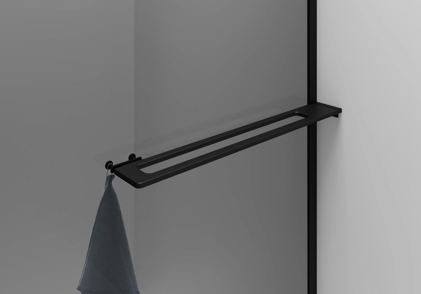 Curvy Inloopdouche | 100x200cm | Handdoekhouder | Mat Zwart | Gebogen Grijs Rookglas - WDtegels