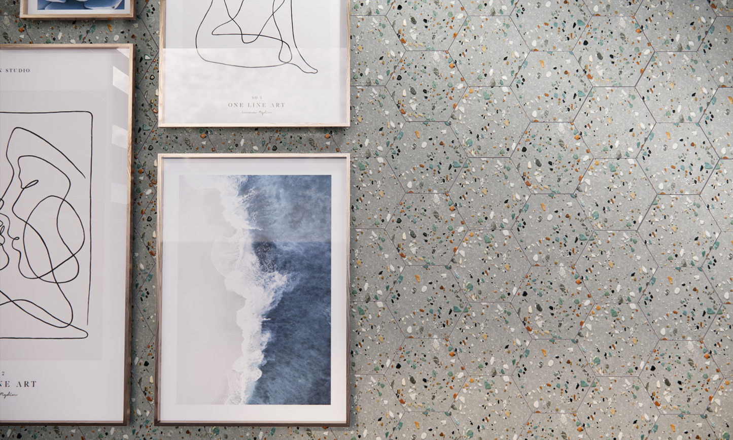 Vloertegel Gobi Grigio hexagon 20x24