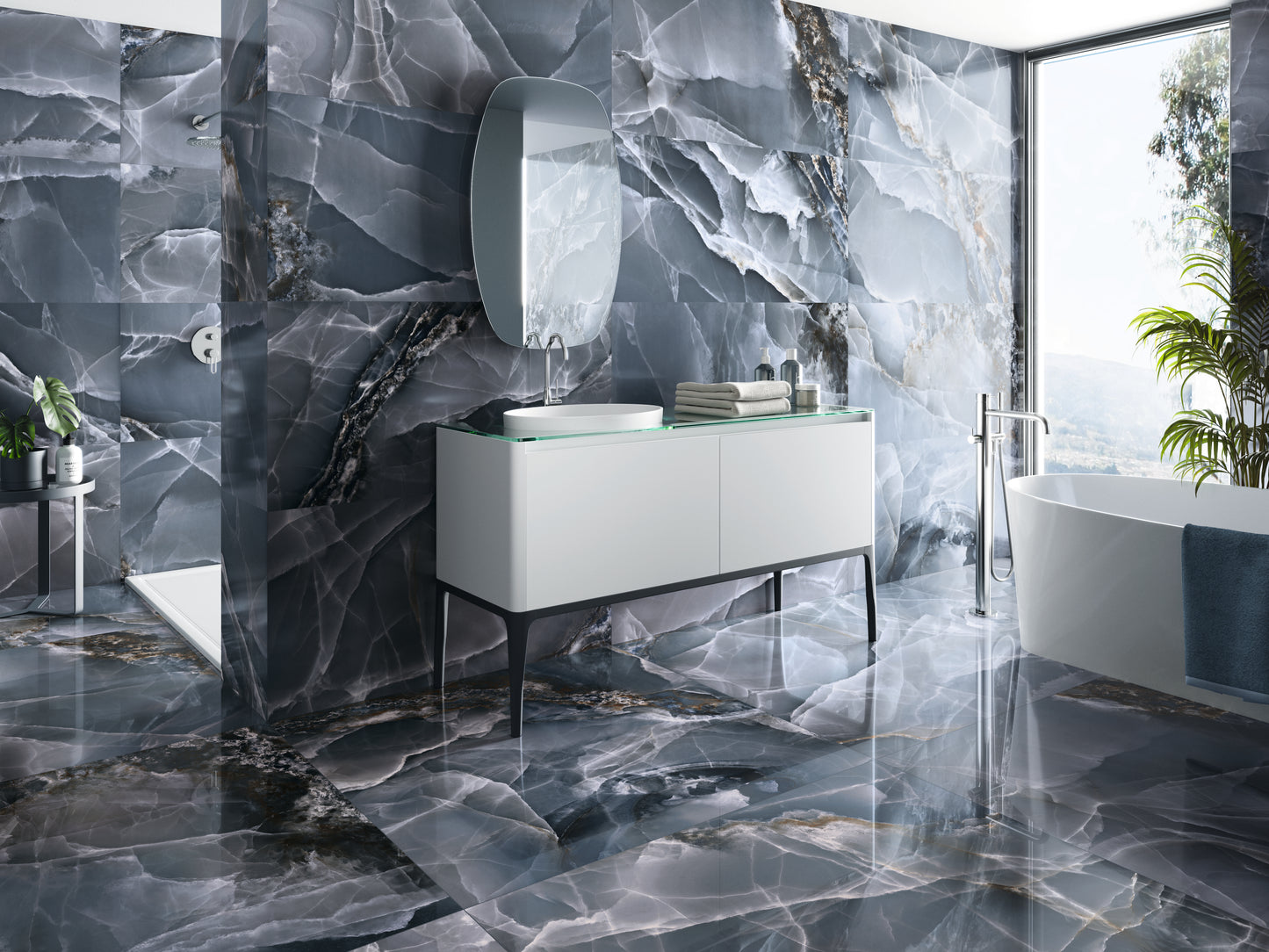 Vloertegel Onyx Bleu polished 120x260 rett - WDtegels