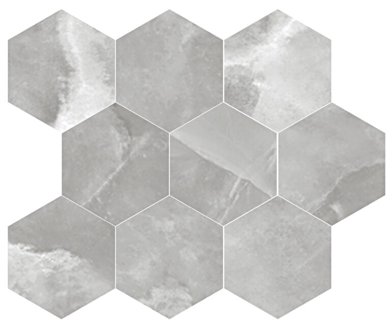 Onyx ek Grey mozaiek pulido hexagon op net van 26x30 - WDtegels