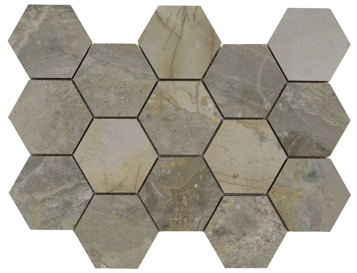 Luxury hexagon mozaiek Ample Nature gepolijst 32,5x22,5 - WDtegels