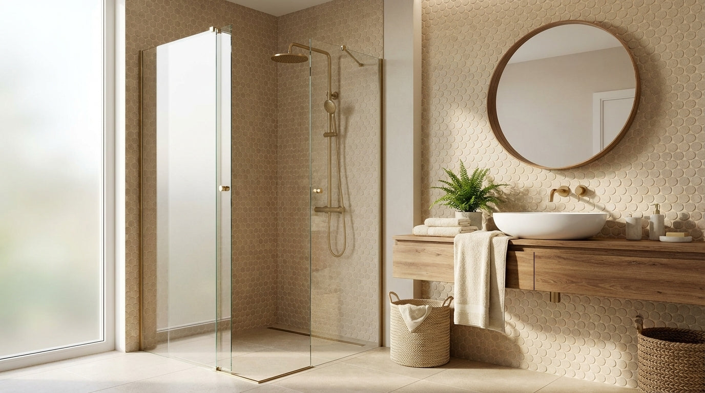 Nobu Beige round mosaico 2,2cm rond op net van 29x32,5 - WDtegels