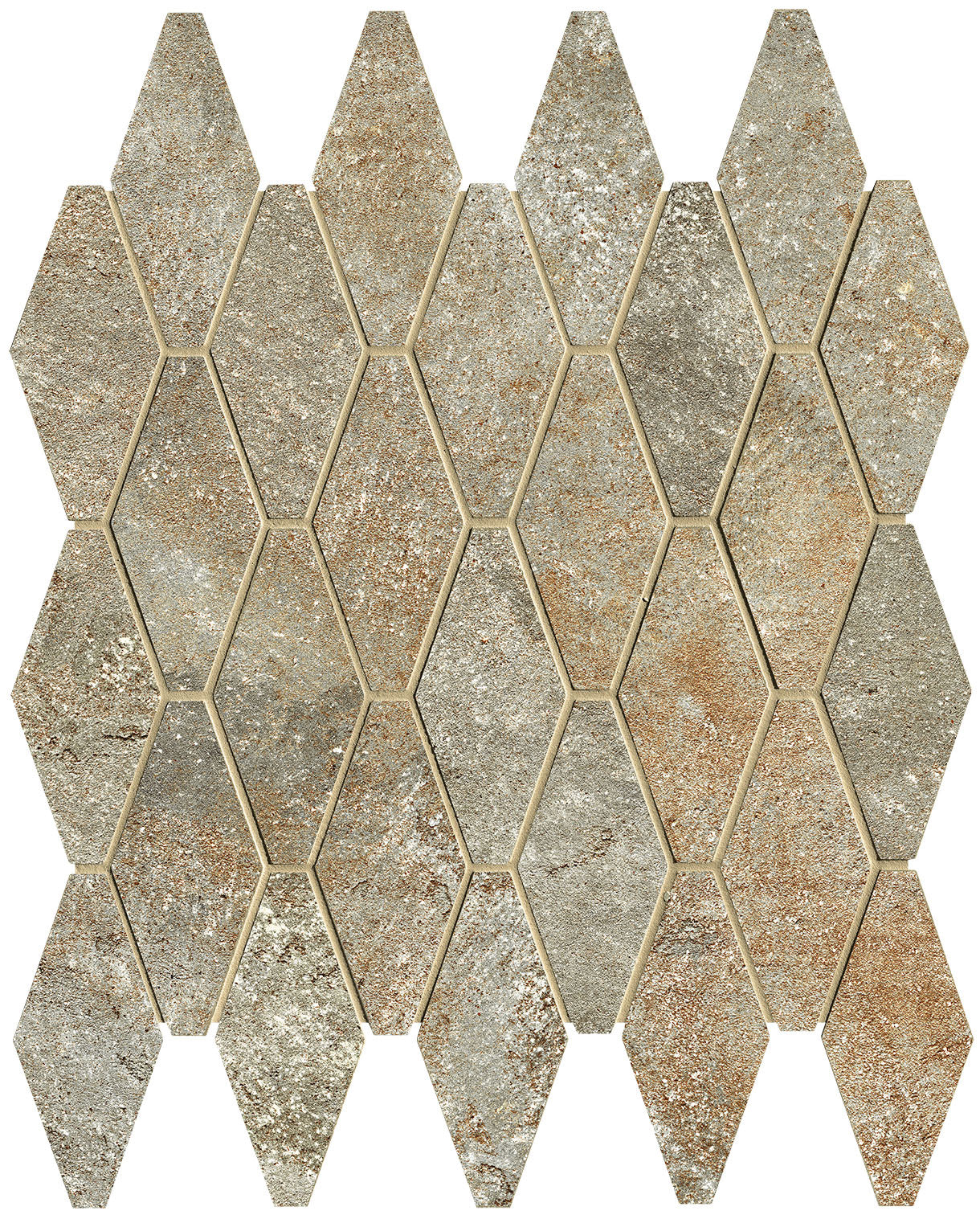 Nobu Slate rombi mosaico 5x11,5 rond op net van 31x35,5 - WDtegels