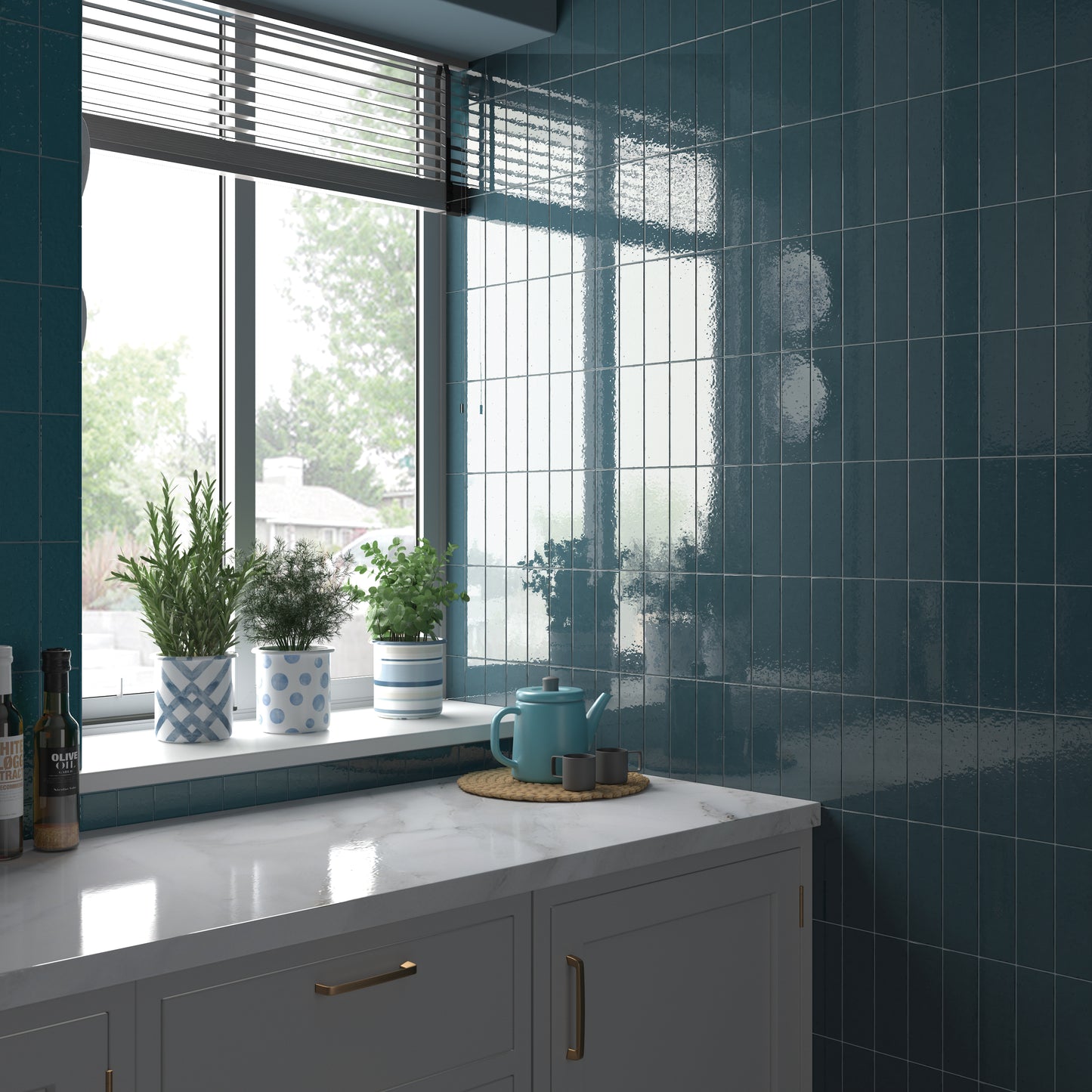 Wandtegel Kalma Deep Blue 6x18,6 glans - WDtegels
